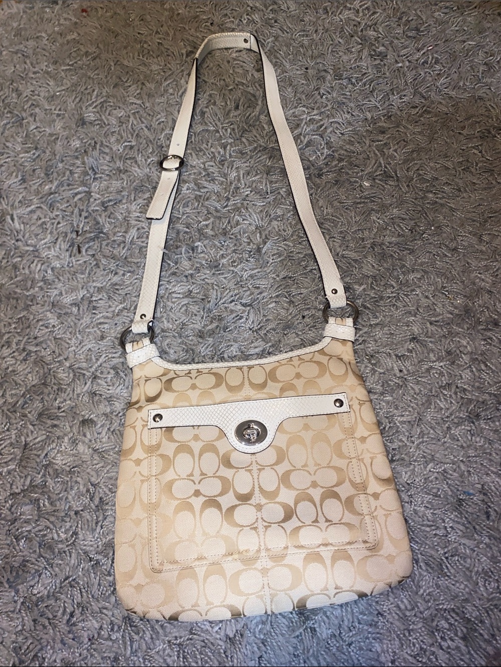 Coach Khaki and Chalk Signature Crossbody Bag